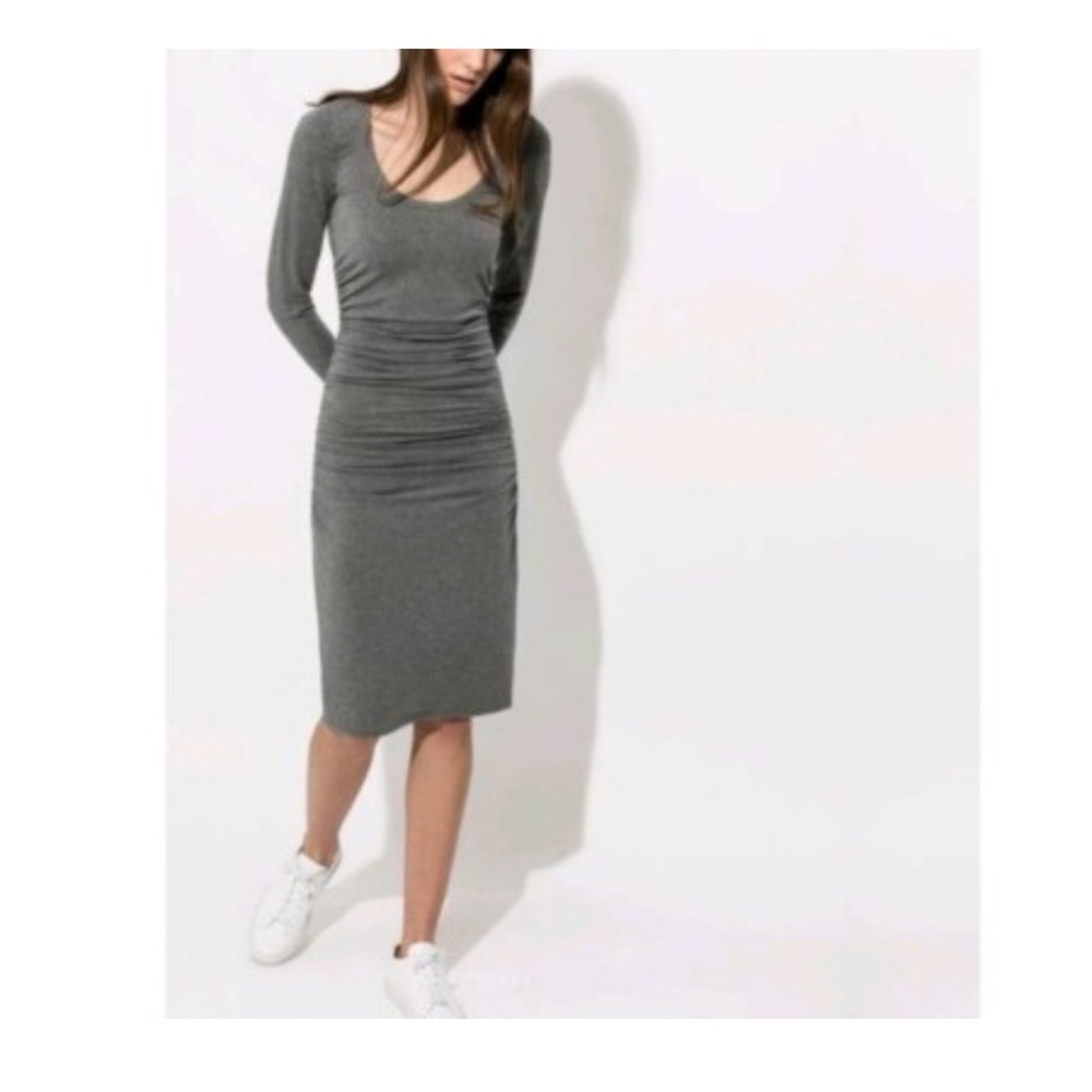 NWT Kit And Ace Emory Brushed Ruched Scoopneck Dress Cashmere Long Sleeve sz 6